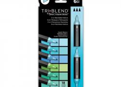 Алкохолни маркери TriBlend, комплект 6 Маркера с 18 Цвята - Море
