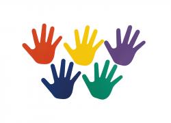 Цветни отпечатъци на ръце за под