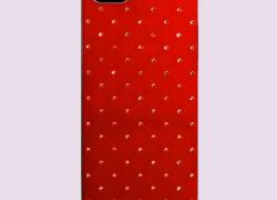Дизайнерски гръб червен с камъни за iPhone 5