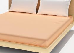 Долен чаршаф с ластик от 100% ранфорс в прасковен цвят Carmel