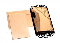 Дървена картичка с плик за подарък рамка от Сърце