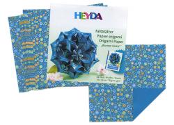 Хартия за оригами Тюркоазени цветя 64л. в три размера