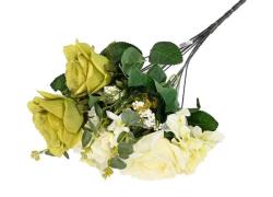 Изкуствен букет рози WEDDING BLUSH, Зелен/бял