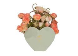 Картонена чантичка за цветя Heart Love, Картон, 15см х 19см х 7см, Зелен