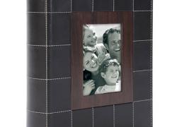 Кожен фотоалбум с място за снимка на корицата 10'15, шит с бели конци, 200 снимки