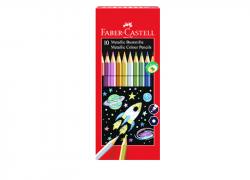 Комплект 10 цв цветни моливи за рисуване металик Faber-Castell