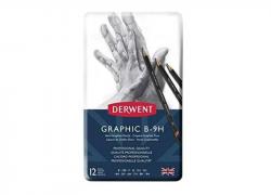 Комплект 12 броя графитни моливи Derwent Graphic Sketching Technical