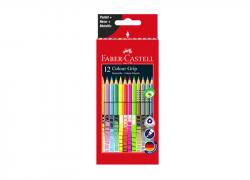 Комплект 12 цв цветни моливи за рисуване металик, COLOR GRIP Faber-Castell