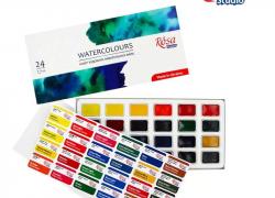 Kомплект 24 цвята aкварелни бои Rosa Studio