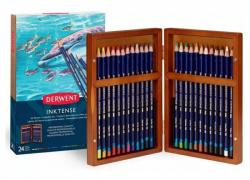 Комплект 24 цвята акварелни моливи в дървена кутия Derwent Inktense