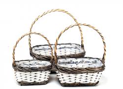 Комплект 3бр. ратанови кошници за пикник в кафяво