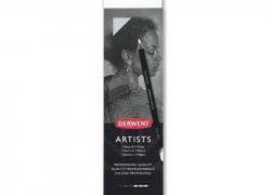 Комплект 6 броя черно и бяло, професионални цветни моливи Derwent Artist