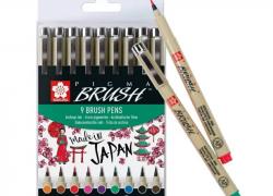 Комплект калъф с 9 цвята с маркери четка Sakura Pigma