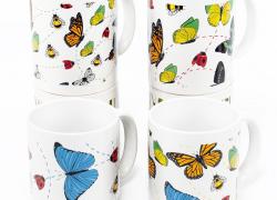 Комплект керамични чаши Пеперуди