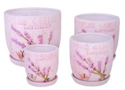 Комплект от 4 керамични саксии Dream Lavender Cute Pink, Керамика