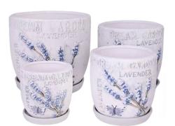 Комплект от 4 керамични саксии Dream Lavender, Керамика