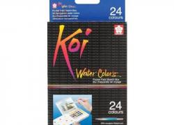 Комплект с 24 цвята акварелни бои Sakura Koi - Пленер + четка