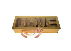 Кутия за декориране LOVE, Плексиглас, 55 см х11 см х 20 см, Злато