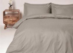 Нежно спално бельо от 100% памучен сатен в светлосив цвят