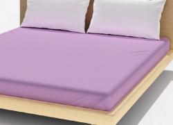 Памучен долен чаршаф с ластик в бледо лилаво Carmel