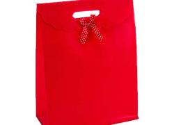 Пластмасови червени торбички с панделка  в пакет 10 бр.
