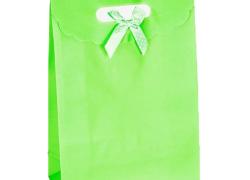 Пластмасови зелени торбички с панделка  в пакет 10 бр.