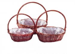 Плетена кошница ратан 3 броя цвят кафяв