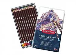 Професионални цветни меки моливи, 12 цвята Derwent Coloursoft