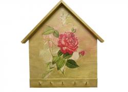 Ръчно декорирана кутия за ключове Роза