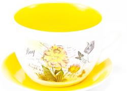 Саксия чаша с цветя и пеперуди