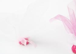 Сватбена кошничка/късметче в бяло с розова панделка за хвърляне