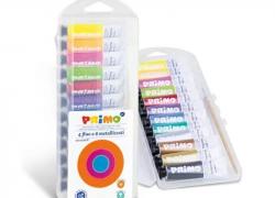 Темперни бои в комплект 12 ml, 12 цвята Primo - Неонови и металикови цветове 
