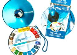 Туристически комплект акварелни бои Aquafine 18 half pan и четка 