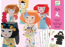 Творчески комплект за деца Djeco играчки от хартия - Японски Кукли Кокеши