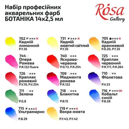 ЗА ХУДОЖНИКА  Акварелни бои в комплект 14 цвята Rosa Gallery - За Рисуване на цветя
