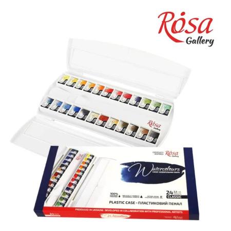Изчерпани продукти  Акварелни бои в кутия 24 цвята с палитри Rosa Gallery