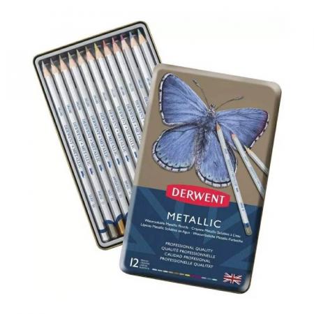 Изчерпани продукти  Акварелни моливи в комплект 12 бр. Derwent Metallic
