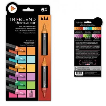 Изчерпани продукти  Алкохолни маркери TriBlend, комплект 6 Маркера с 18 Цвята - Екзотични
