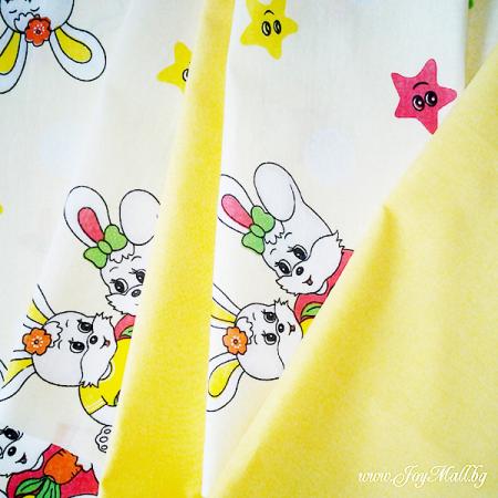 ЗА ДОМА  Бебешки / детски спален комплект Весели зайчета и патешко жълто