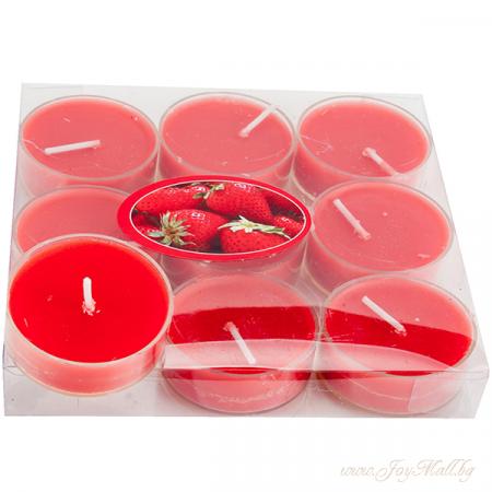 Изчерпани продукти  Чаени свещи с аромат на ягода, 9бр.