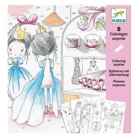 Изчерпани продукти  Детски комплект за оцветяване Djeco картинки с изненади - Принцеса