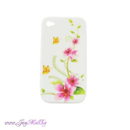 Изчерпани продукти  Дизайнерски гръб бял с цветя за iPhone 5с