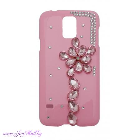 ЗА МОБИЛНИ УСТРОЙСТВА   Дизайнерски гръб розов с диаманти за Samsung Galaxy S4 I9500
