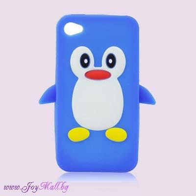 ЗА МОБИЛНИ УСТРОЙСТВА   Дизайнерски гръб син пингвин за iPhone 4g 4s