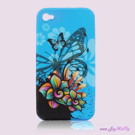 ЗА МОБИЛНИ УСТРОЙСТВА   Дизайнерски гръб син с пеперуди за Samsung G3502 Galaxy Core Plus