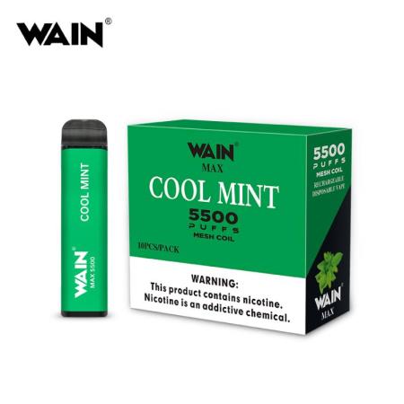 Изчерпани продукти  Еднократно вейп наргиле WAIN MAX Cool Mint 5500 дръпки