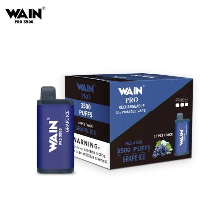 Изчерпани продукти  Еднократно вейп наргиле WAIN Pro Grape Ice 3500 дръпки