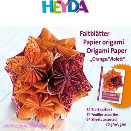 Изчерпани продукти  Хартия за оригами Виолетки и оранж 64л. в три размера