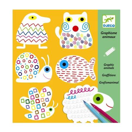 Изчерпани продукти  Картинки за оцветяване за малки деца Djeco - Funky Animals