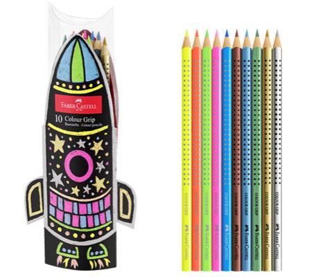 Изчерпани продукти  Комплект 10 цв цветни моливи за рисуване металик, COLOR GRIP неон Faber-Castell